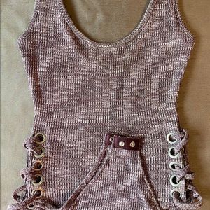 Purple Bodysuit with Laced Opening Detail
